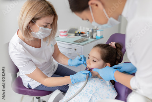 Child to the dentist. Child in the dental chair