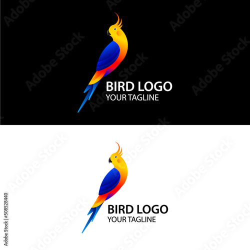Colorful Creative Cockatiel Bird Vector for Logo, Icon, Print, Symbol with Black and white Background
