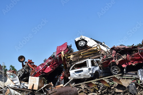 Junk Cars in a Pile at a Recyling Center