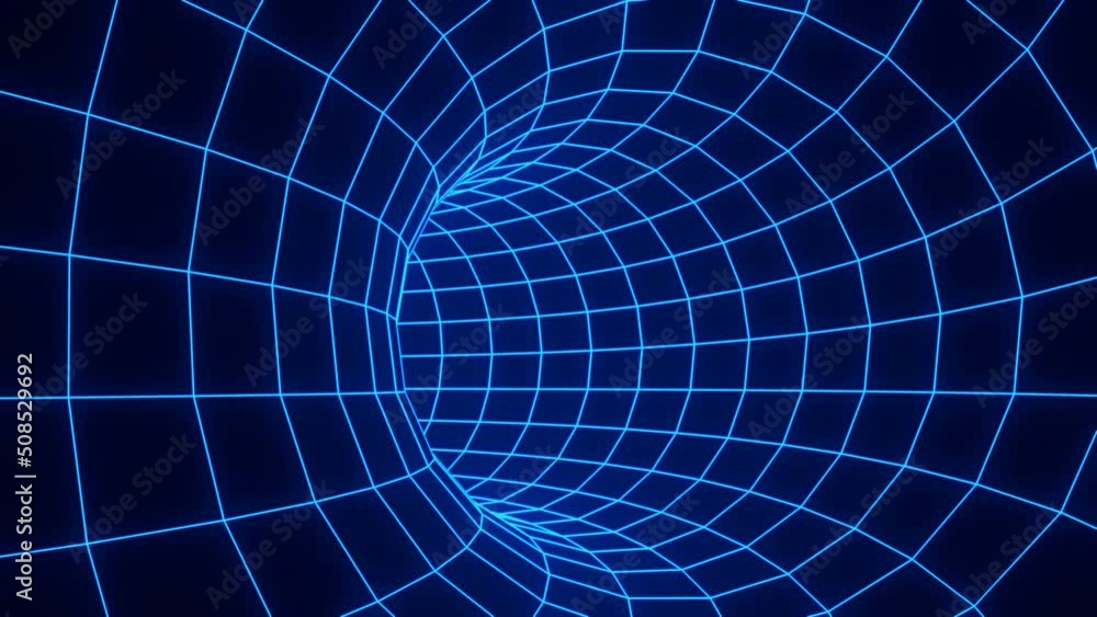 Flying in digital tunnel . Abstract motion background. Cyberpunk concept. Sci-fi Seamless looping animation.