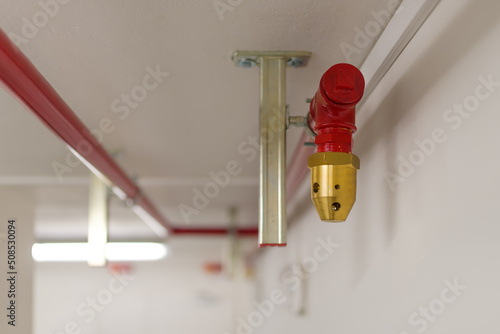 Bilde på lerret Clean agent fire suppression system used in data centers, backup battery rooms, electrical rooms (under 400 volts), sub-floors or tape storage libraries