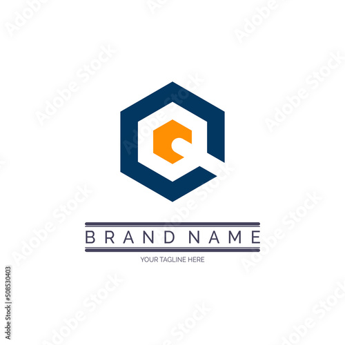 letter Q hexagon modern logo design template for brand or company and other