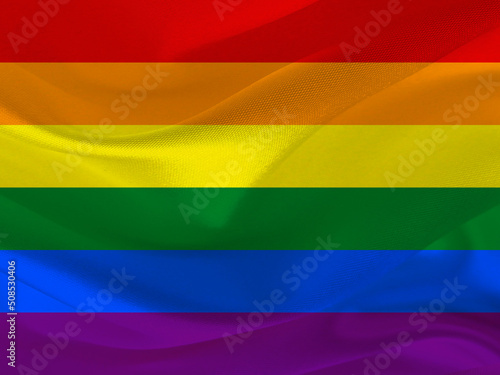 Rainbow colors flag. Silk or satin with irregular folds. Best for Pride Month. 