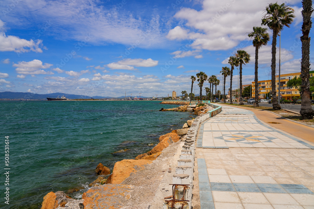 Seaside promenade in La Linea, Spain, in the south of Andalusia Stock