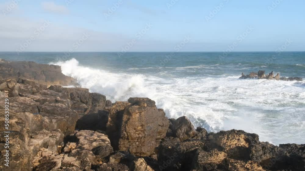 Spectacular waves crash on rocks Spectacular waves crash on rocks
