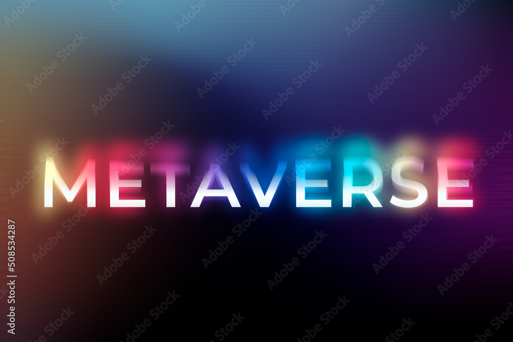 Obraz premium Metaverse word blurred, on a dark modern gradient background.