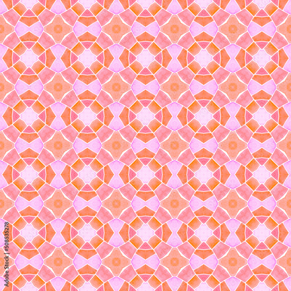 Mosaic seamless pattern. Orange flawless boho Mosaic seamless pattern. Orange flawless boho