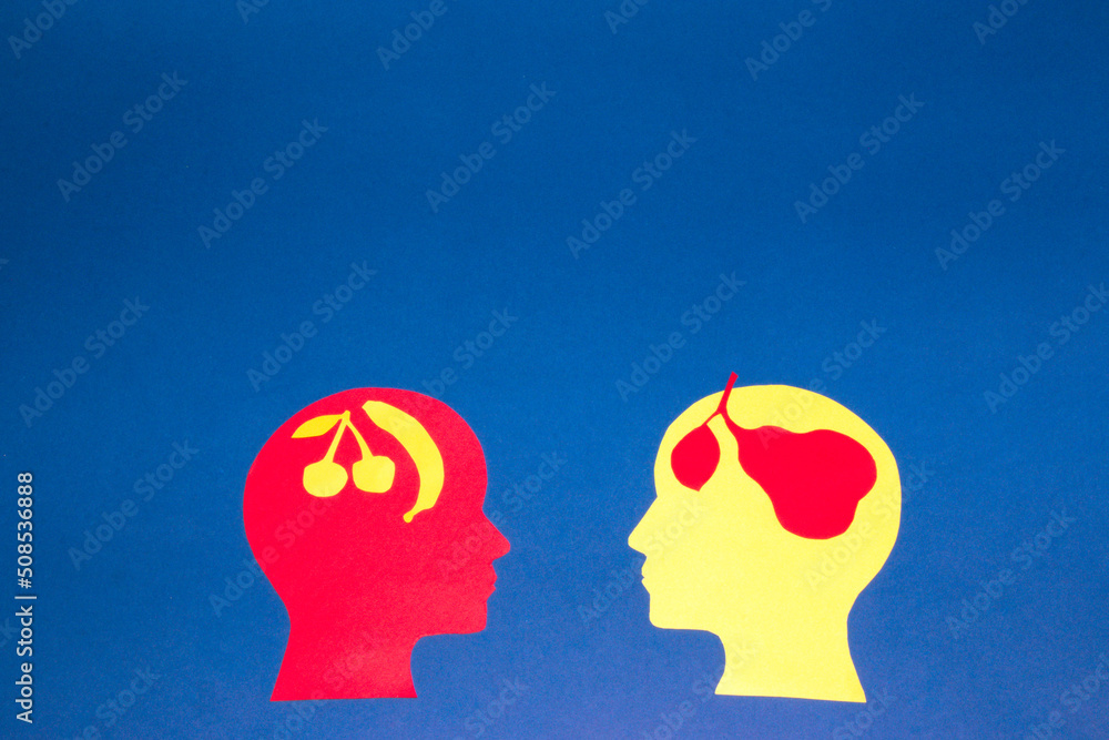 yellow and red head are seen and one banana and cherry in another pear, creative design, creative heads of different heads, but the same goal everyone has their own fruit yellow and red head are seen and one banana and cherry in another pear, creative design, creative heads of different heads, but the same goal everyone has their own fruit