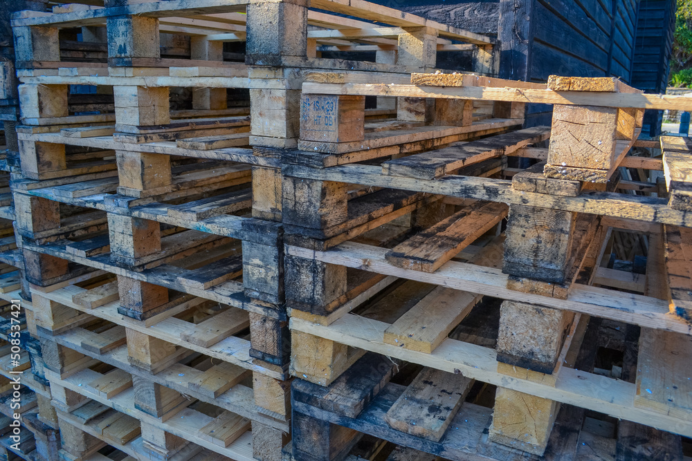 Wooden pallets at the fish market.