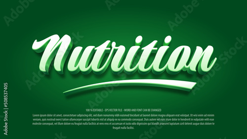 Nutrition 3d style editable text effect