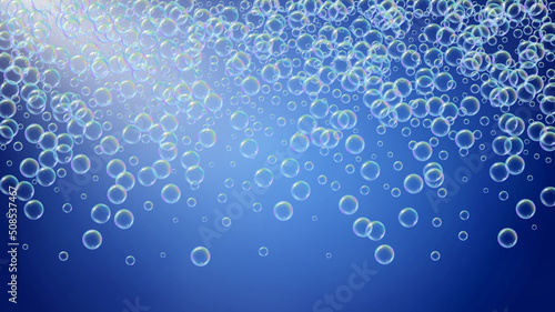 Bath bubble. Detergent soap foam and suds for bathtub. Shampoo.