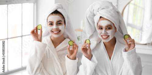 Beautiful young women takin...