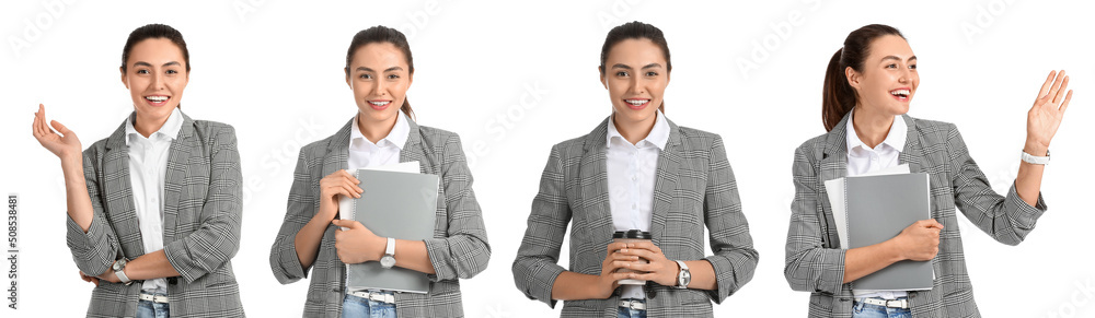 Set of pretty businesswoman isolated on white Set of pretty businesswoman isolated on white