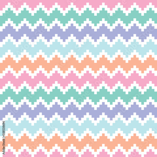 Abstract pixel colorful vector illustration Seamless pattern on background fabric pattern design wallpaper.