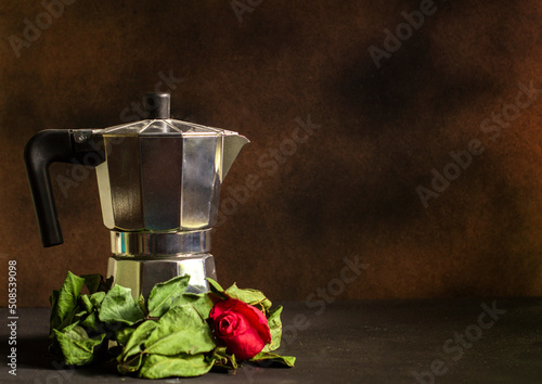 Kenyan type metal coffee maker for coffee beans