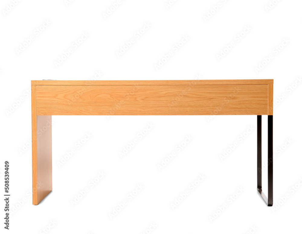 Stylish wooden table isolated on white background Stylish wooden table isolated on white background