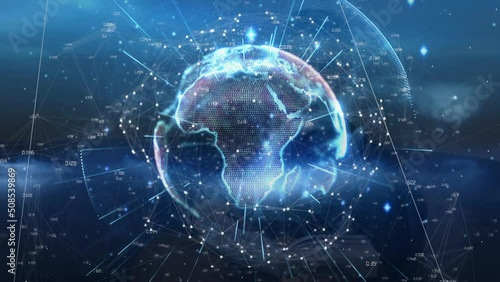 Wallpaper Mural Animation of connections and globe over navy background with human silhouette Torontodigital.ca