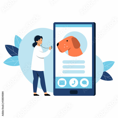 Veterinarian online. Medical assistance to pet using  smartphone.