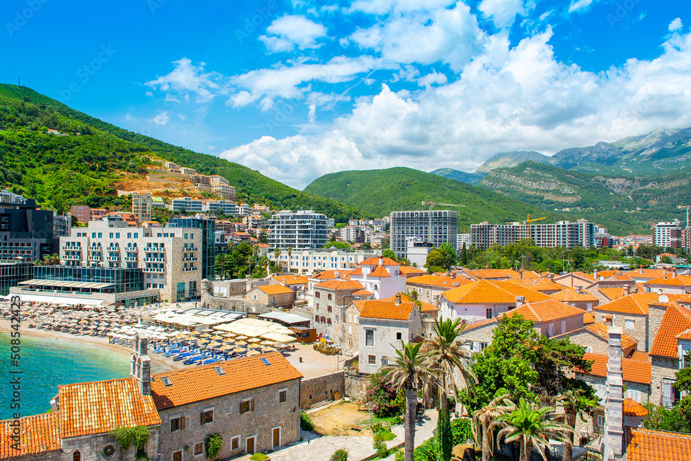 Fototapeta premium Beautiful panoramic summer landscape of the Budva waterfront