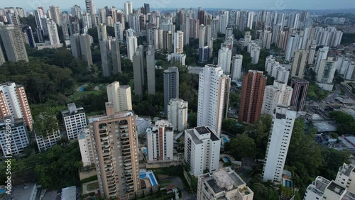 flying over the city of São Paulo, in the residential neighborhood of Morumbi, the largest city in Brazil in the state of São Paulo. 4k drone video
