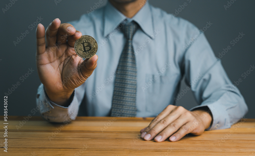 businessman with digital money in hand