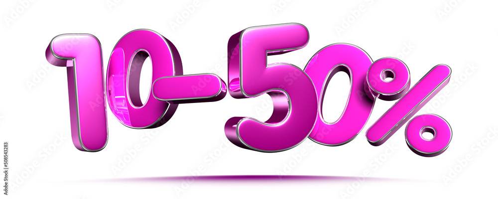 Pink 10-50 Percent 3d illustration Sign on White Background, Special Offer 10-50% Discount Tag, Sale Up to 10-50 Percent Off,share 10-50 percent,10-50% off storewide. have work path. Pink 10-50 Percent 3d illustration Sign on White Background, Special Offer 10-50% Discount Tag, Sale Up to 10-50 Percent Off,share 10-50 percent,10-50% off storewide. have work path.