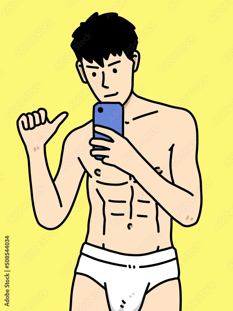 Fototapeta premium cute man cartoon on yellow background