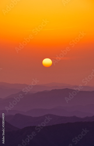 Fotografie, Obraz Scenic view of mountains against sky during sunrise