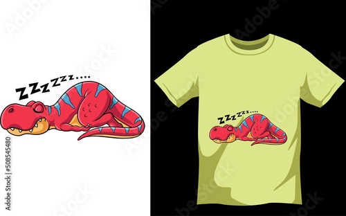 Dinosaur sleep cartoon tshirt design template #508545480
