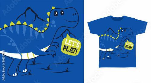 Dinosaur cartoon tshirt and apparel designs