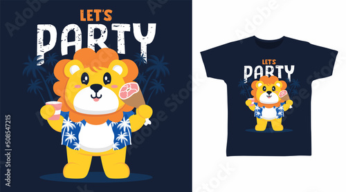 Cute lion cartoon tshirt and apparel designs