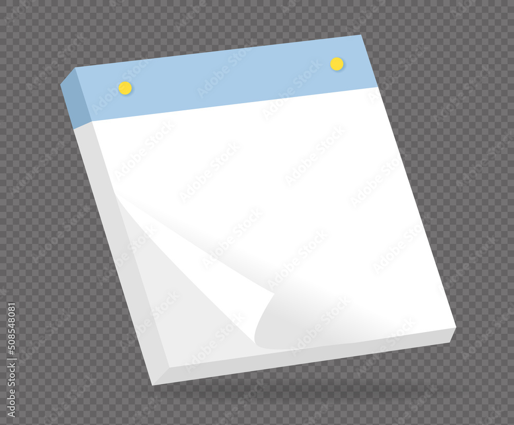 blue Postit pad memo illustration set. diary, memo label, sticker