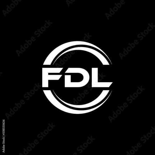 FDL letter logo design with black background in illustrator, vector logo modern alphabet font overlap style. calligraphy designs for logo, Poster, Invitation, etc. photo