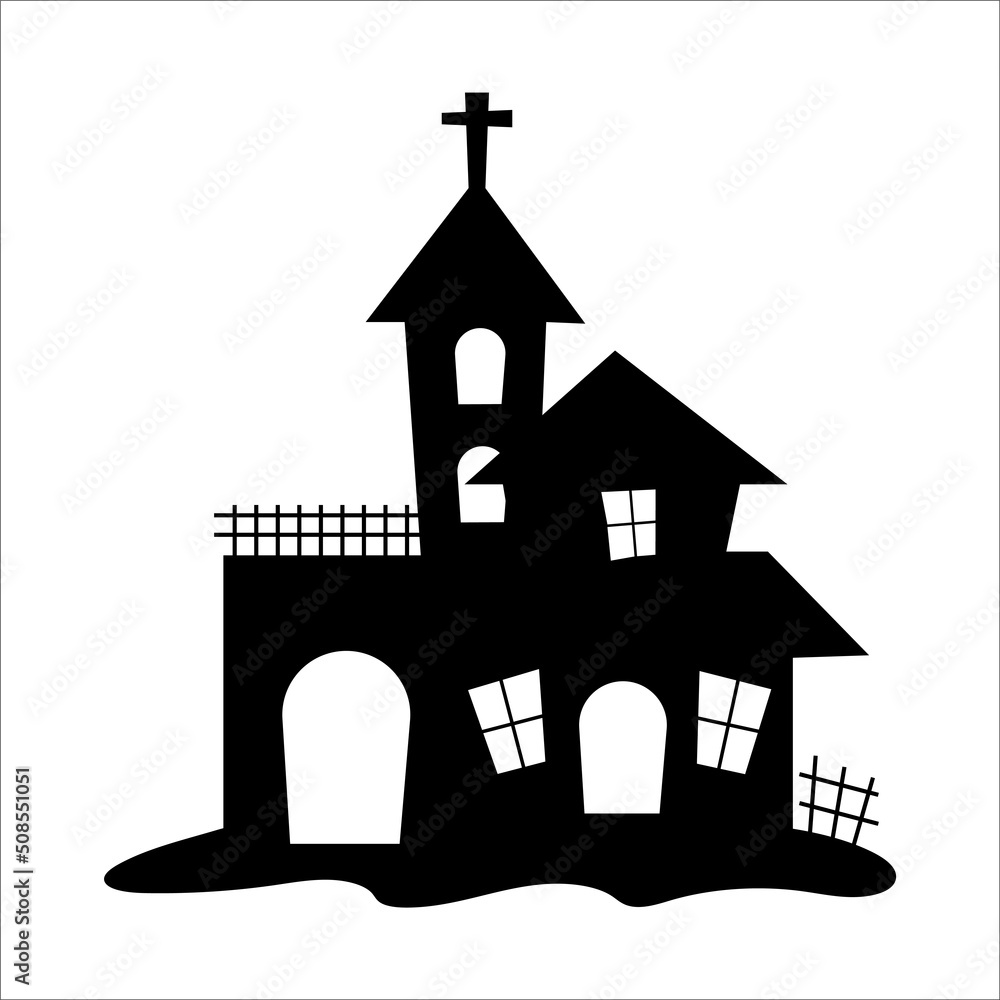 halloween house silhouette design template vector illustration