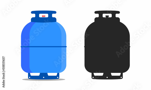 Cooking gas cylinder and icon. Flat design style illustration.