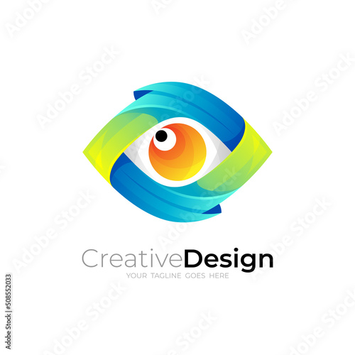 Eye logo and modern colorful design technology, 3d style