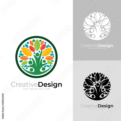 People care logo and tree design combination, nature logos