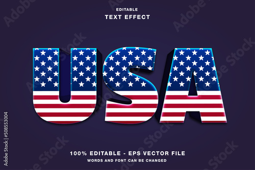 USA 3D with flag pattern editable text effect