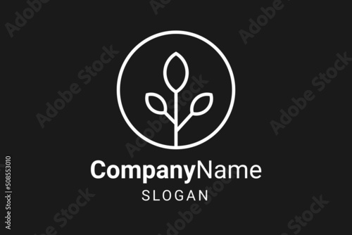 Minimalist leaf logo design template