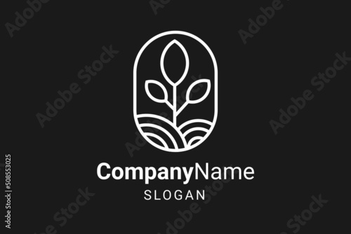 Minimalist leaf logo design template