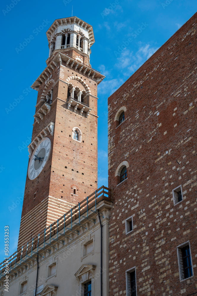 Old brick tower in Verona