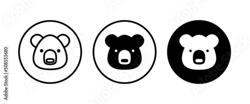 Grizzly, honey bear or polar bear head face icon button, vector, sign, symbol, logo, illustration, editable stroke, flat design style isolated on white
