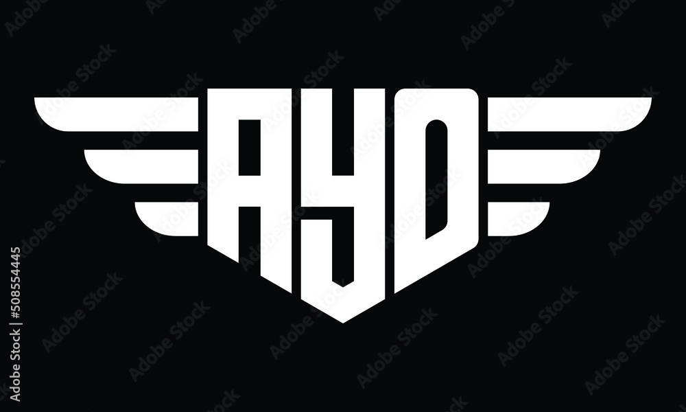 AYO three letter logo, creative wings shape logo design vector template ...
