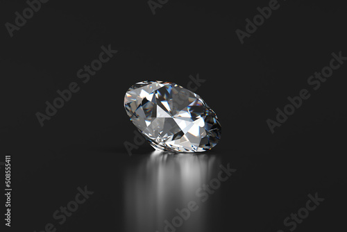 Shiny facet diamond placed on gradient background 3d rendering