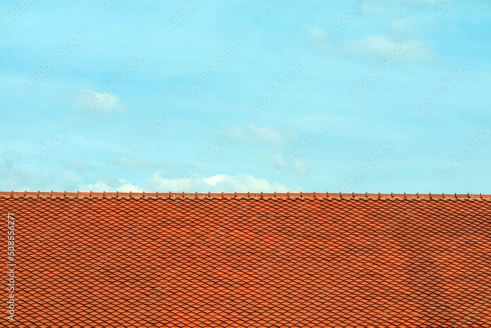 Roof on top and blue sky white cloud pastle tone Roof on top and blue sky white cloud pastle tone