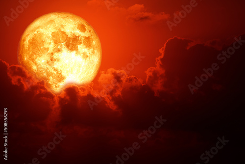 super corn planting blood moon rise back blur dark cloud on the night sky