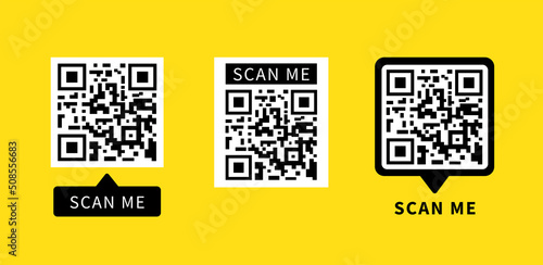 Scan me QR Code. QR code sign for mobile application. Vector illustration.