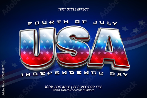 USA Independence Day Editable Text Effect 3D Style