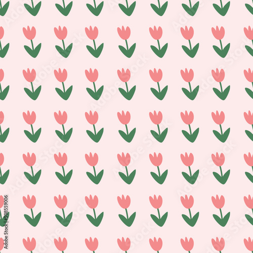 seamless pattern with pink flowers