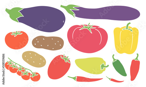 Set of nightshade vegetables and fruits